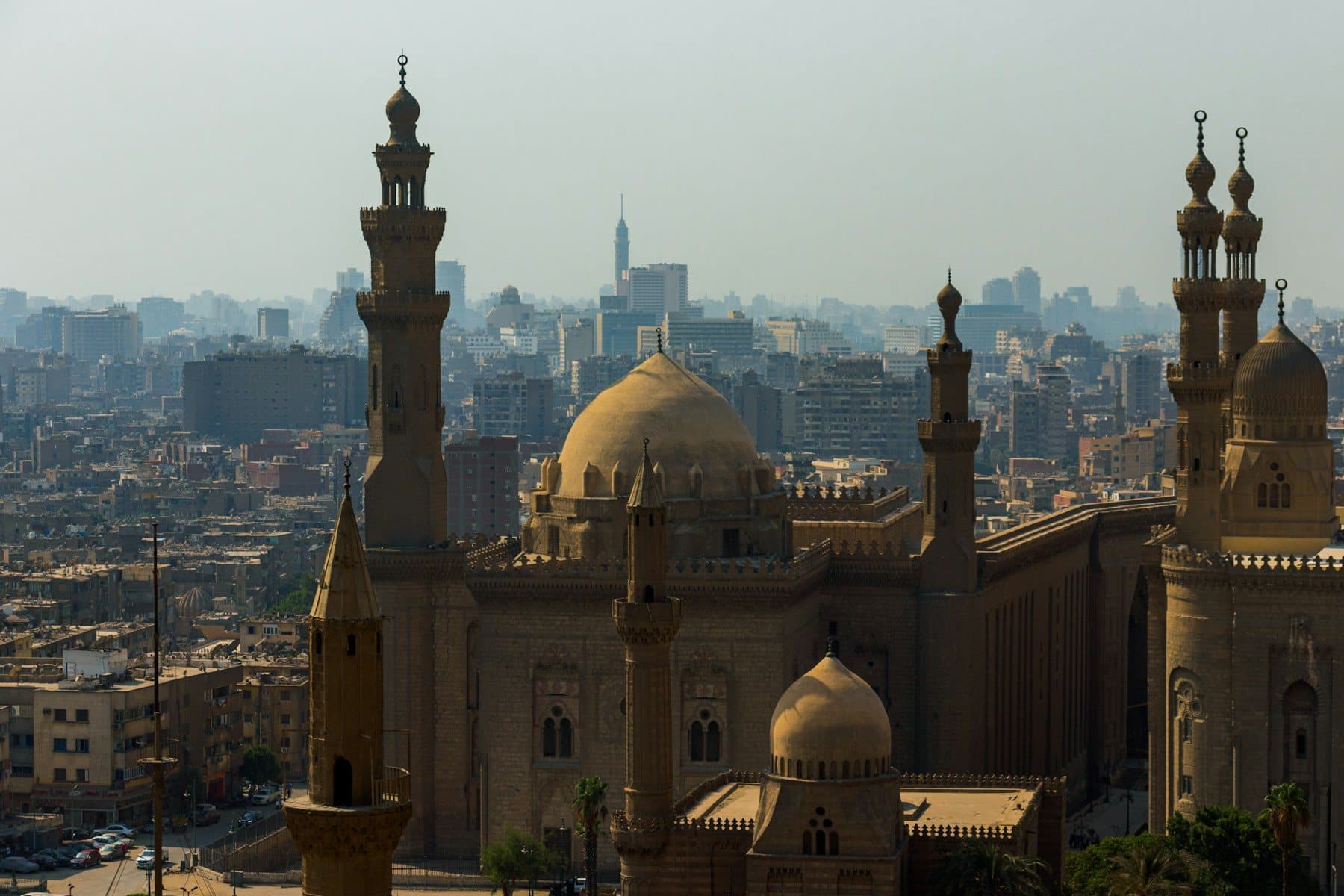 Mosque-Madrassa of Sultan Hassan and the minarets of historic Cairo