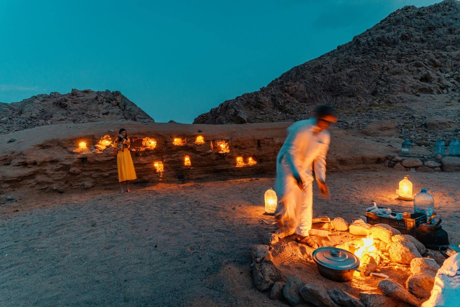 Bedouin dinner by firelight on the beach in Dahab