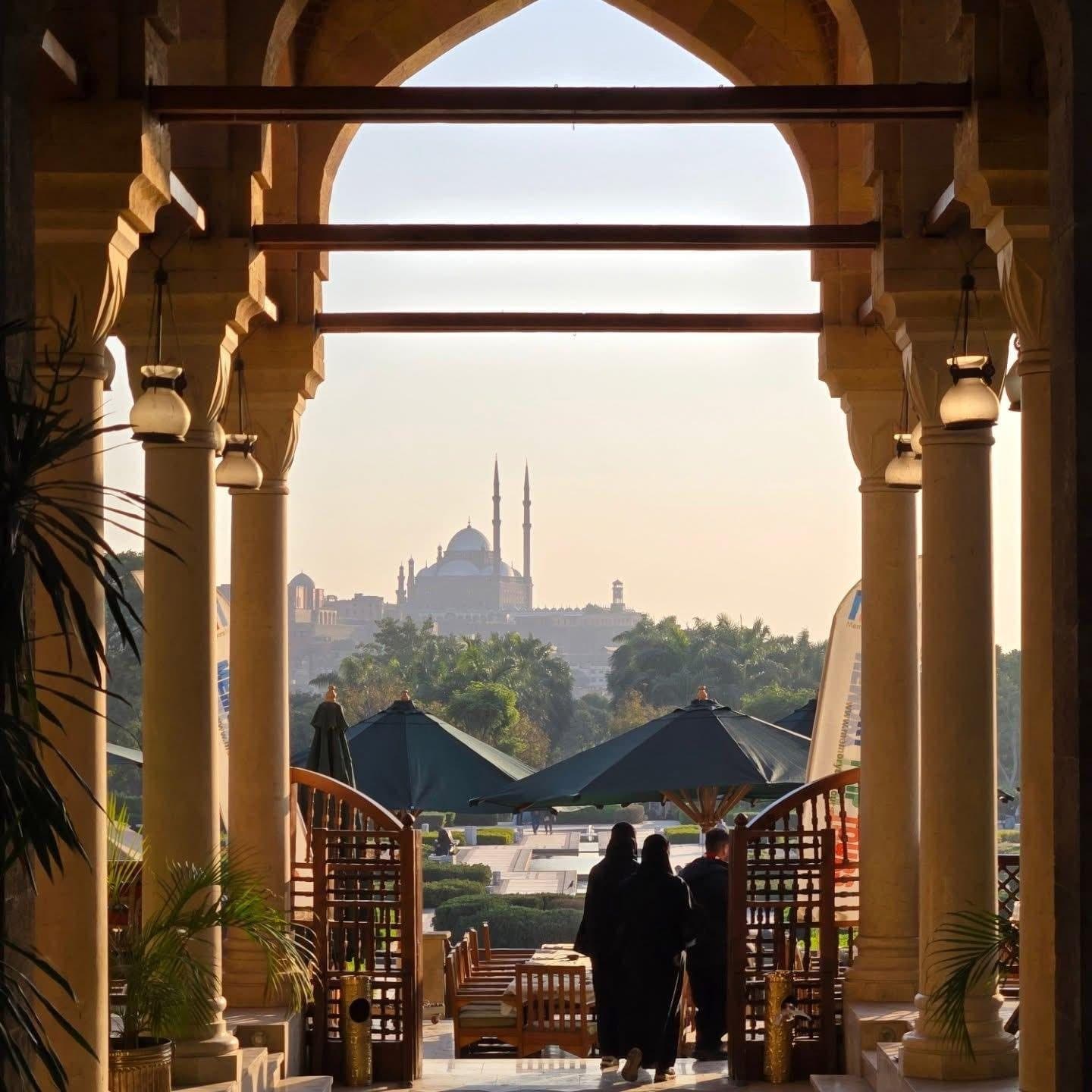 Cairo seen through the arches of Al-Azhar Park