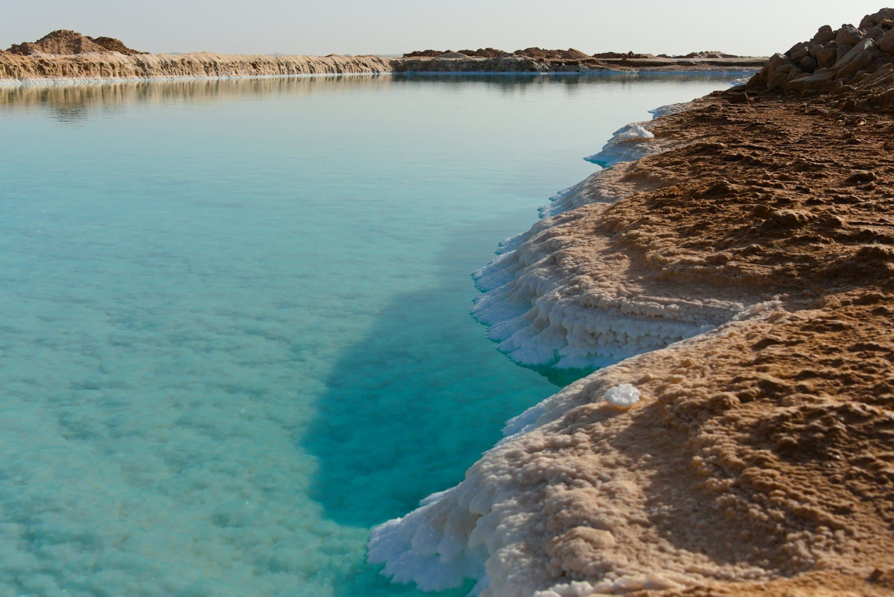 A turquoise salt lake in Siwa Oasis