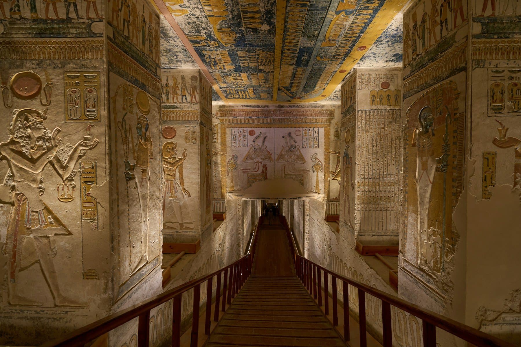 Painted corridor inside a royal tomb in the Valley of the Kings